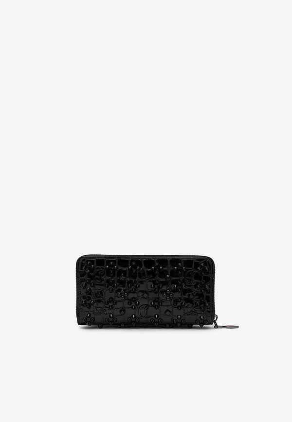 Christian Louboutin Embellished Zipped Wallet in Croc-Embossed Leather Black 3245239LE/P_LOUBO-CM53