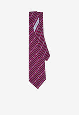 Salvatore Ferragamo Striped Gancini Silk Tie Purple 350946 4 TRECCIA 768518 F VINACCIA