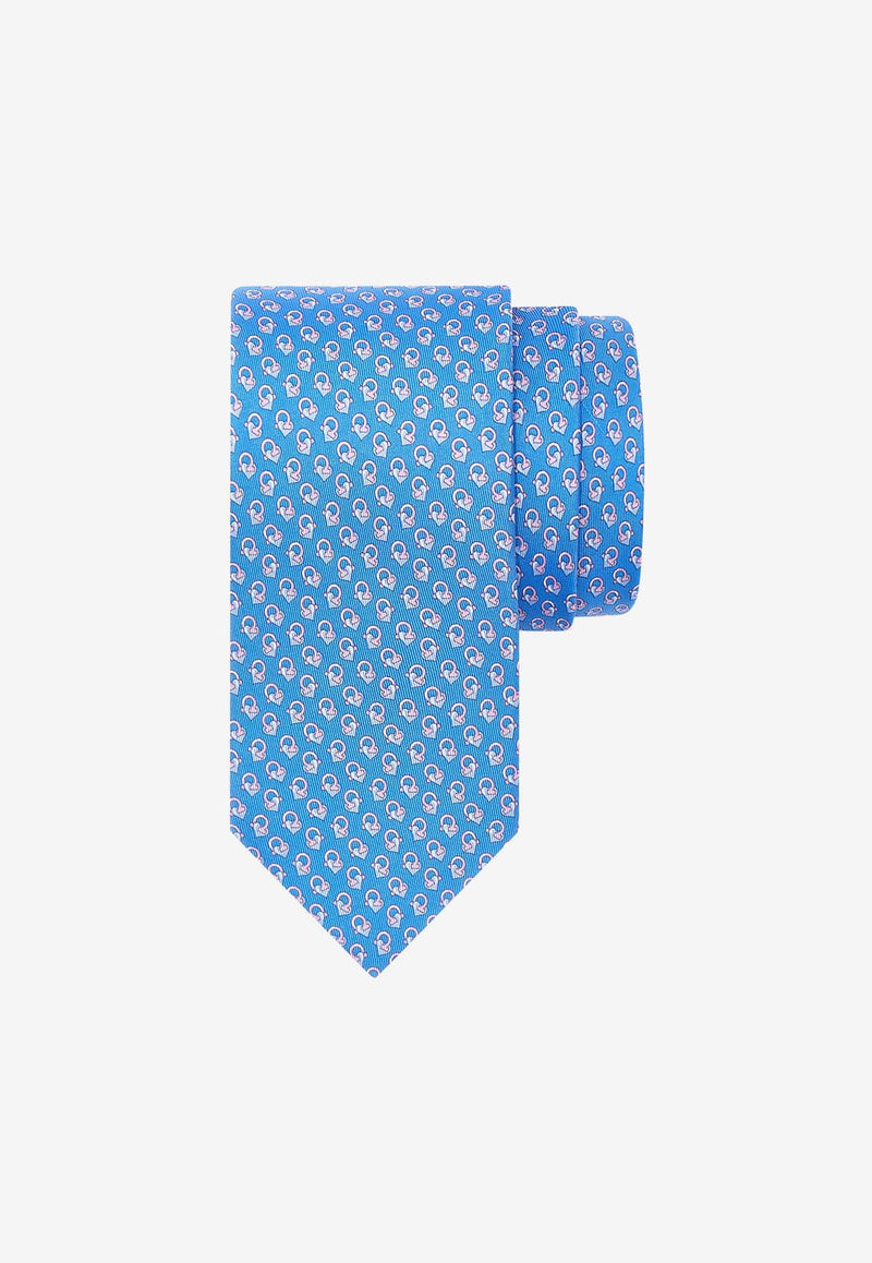 Salvatore Ferragamo Gancini Love Print Silk Tie Light Blue 350986 4 VIP 774068 F CELESTE