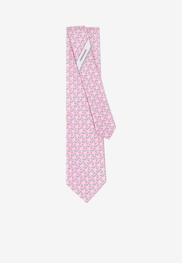 Salvatore Ferragamo Marine Print Silk Tie Pink 350987 4 VANDA 774076 F ROSA