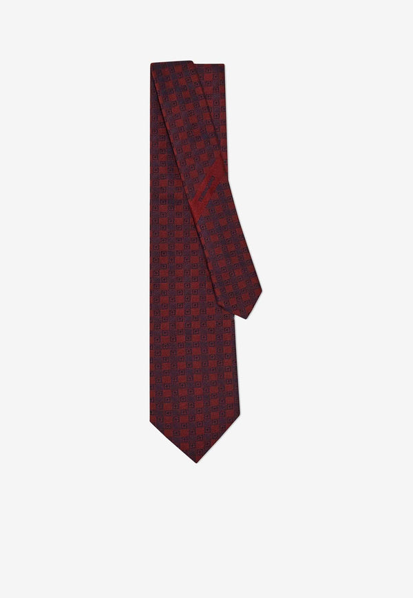 Salvatore Ferragamo All-Over Gancini Jacquard Silk Tie Bordeaux 350991 4 VIGO7J 774137 F BORDEAUX