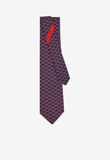 Salvatore Ferragamo Two-Tone Gancini Print Silk Tie Blue 351204 4 ZELIG 778439 F NAVY/ROSSO