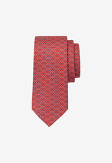 Salvatore Ferragamo Two-Tone Gancini Print Silk Tie Red 351204 4 ZELIG 778442 F ROSSO