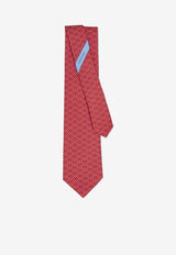 Salvatore Ferragamo Two-Tone Gancini Print Silk Tie Red 351204 4 ZELIG 778442 F ROSSO