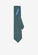 Salvatore Ferragamo Two-Tone Gancini Print Silk Tie Green 351204 4 ZELIG 778445 F VERDE