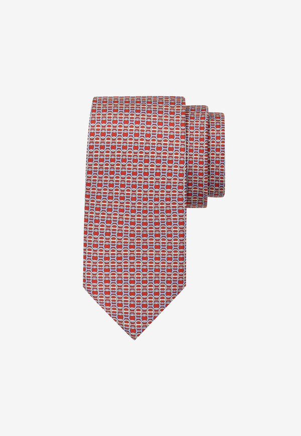 Salvatore Ferragamo All-Over Gancini Print Silk Tie Red 351206 4 ZILLA 778540 F ROSSO