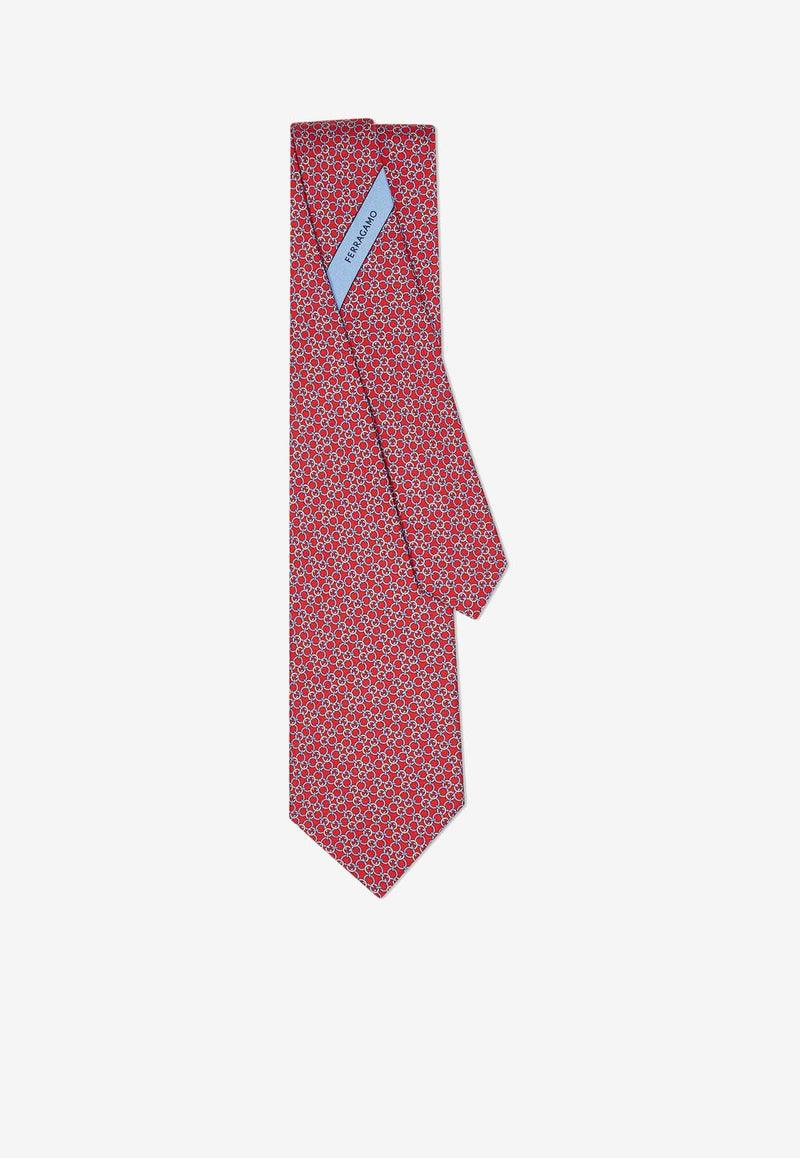 Salvatore Ferragamo All-Over Zefiro Print Silk Tie Red 351207 4 ZEFFIRO 778548 F ROSSO