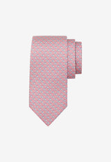 Salvatore Ferragamo Skiing Bear Print Silk Tie Pink 351215 4 ZENO 778559 F ROSA