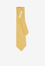 Salvatore Ferragamo Interlinked Gancini Print Silk Tie Yellow 351217 4 ZOE 778574 F GIALLO