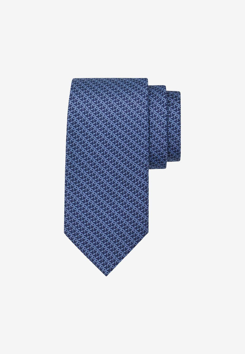 Salvatore Ferragamo Mamba Print Two-Tone Silk Tie Blue 351219 4 MAMBA1 778585 F NAVY