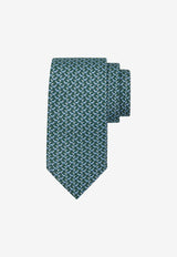 Salvatore Ferragamo All-Over Paw Print Silk Tie Green 351222 4 ZAMPA 778617 F VERDE SCURO