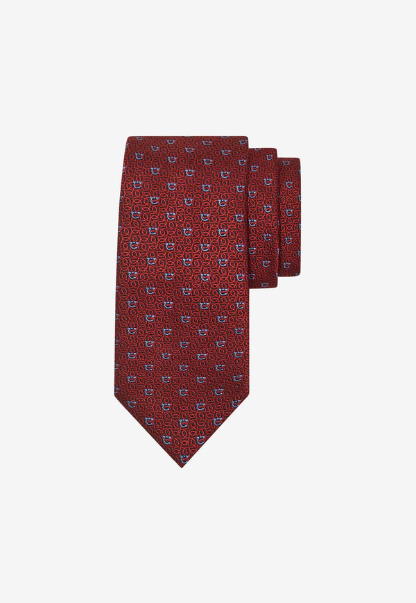 Salvatore Ferragamo Gancini Jacquard Silk Tie Bordeaux 351227 4 ZOAGLI7J 778692 F BORDEAUX