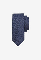 Salvatore Ferragamo Diagonal Gancini Jacquard Silk Tie Blue 351228 4 ZELBIO7J 778696 F NAVY