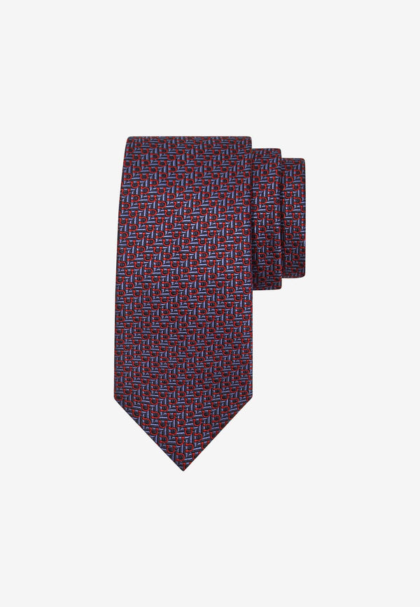 Salvatore Ferragamo Diagonal Gancini Jacquard Silk Tie Blue 351228 4 ZELBIO7J 778701 F BLU/BORDEAUX