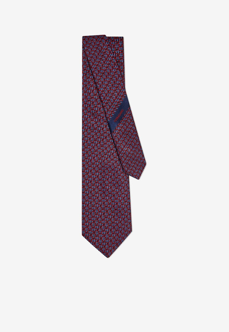 Salvatore Ferragamo Diagonal Gancini Jacquard Silk Tie Blue 351228 4 ZELBIO7J 778701 F BLU/BORDEAUX