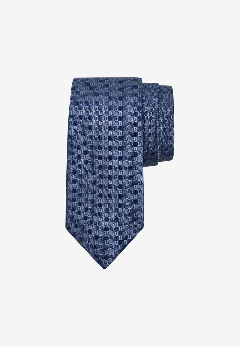 Salvatore Ferragamo Gancini Jacquard Silk Tie Blue 351229 4 ZANICA7J 778704 F AZZURRO