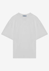 Prada Triangle Logo Crewneck T-shirt White 3556BOOO11CD/Q_PRADA-F0009