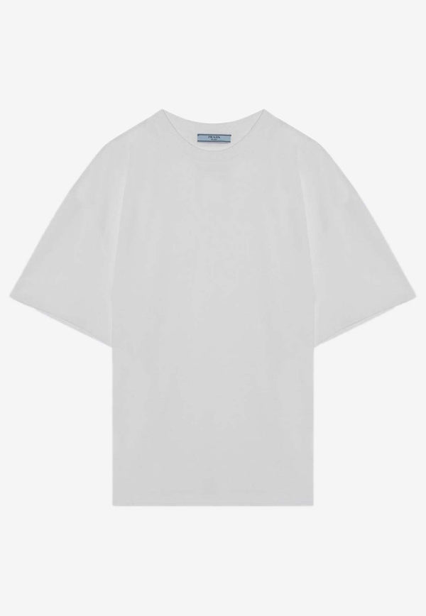 Prada Triangle Logo Crewneck T-shirt White 3556BOOO11CD/Q_PRADA-F0009