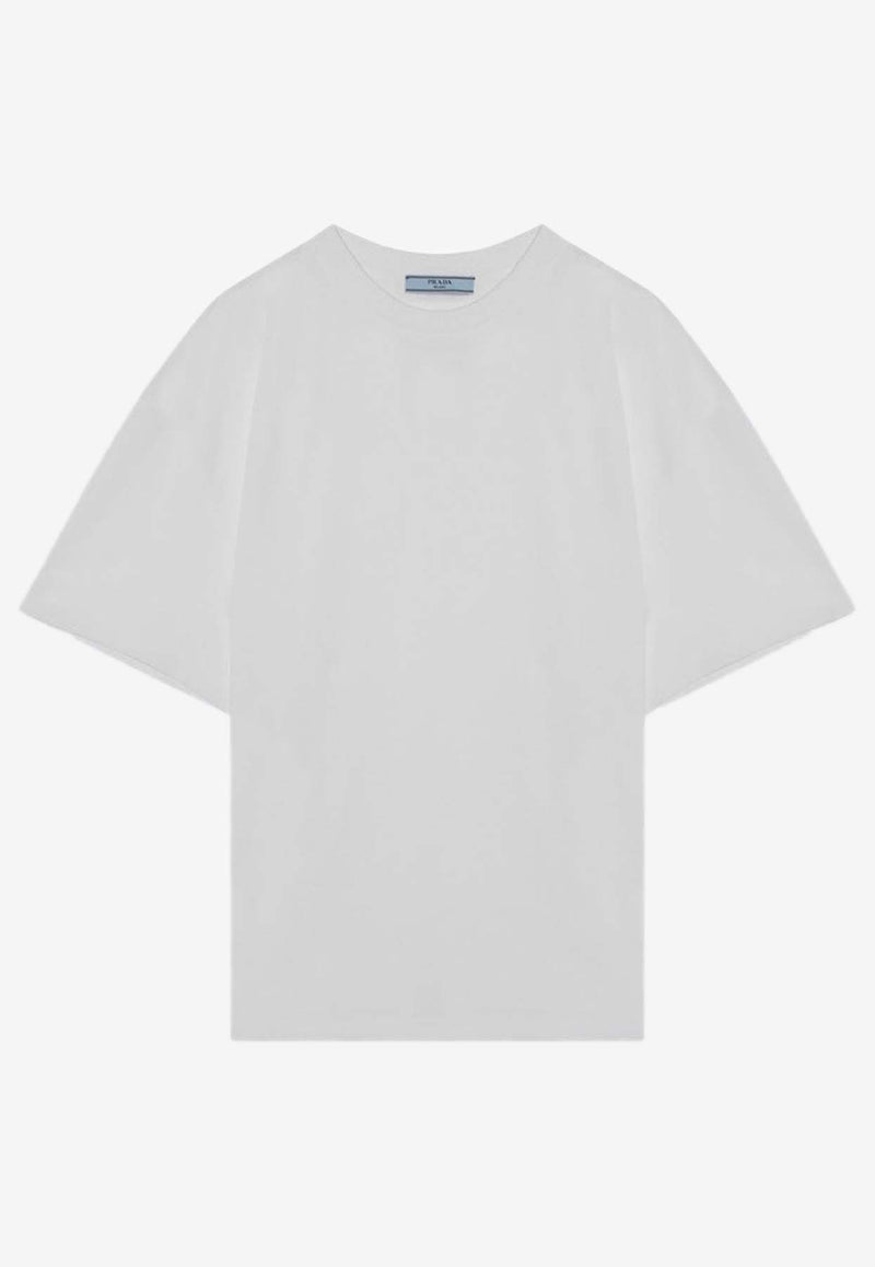 Prada Triangle Logo Crewneck T-shirt White 3556BOOO11CD/Q_PRADA-F0009