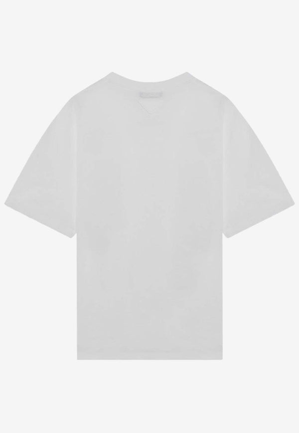 Prada Triangle Logo Crewneck T-shirt White 3556BOOO11CD/Q_PRADA-F0009