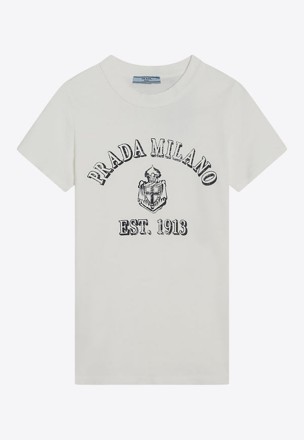 Prada Printed Washed Jersey T-shirt White 3557BOOO16XQ/Q_PRADA-F0009