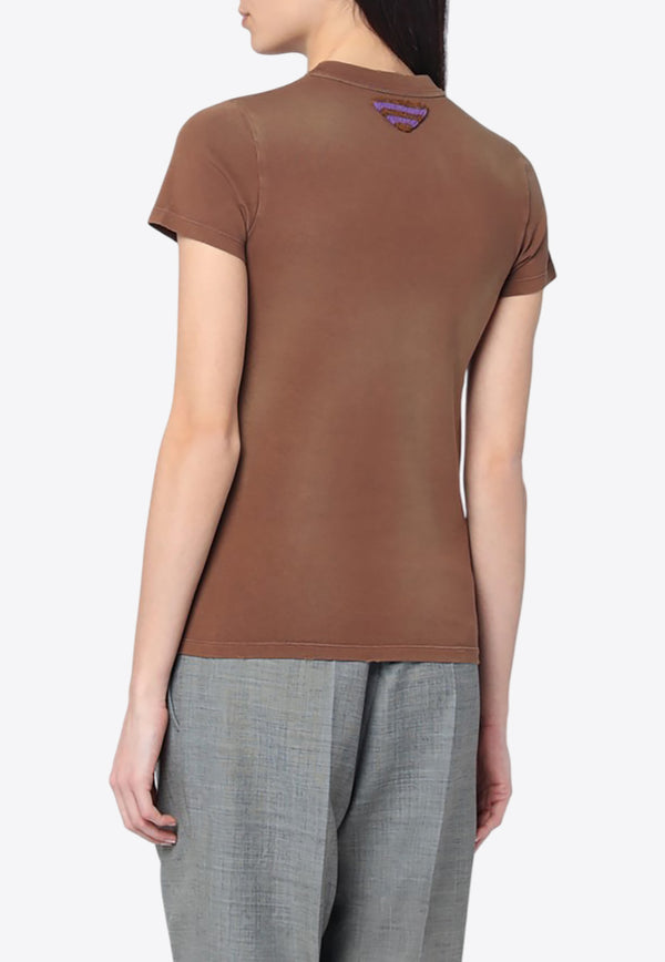 Prada Printed Washed Jersey T-shirt Brown 3557BOOO16XR/Q_PRADA-F0005