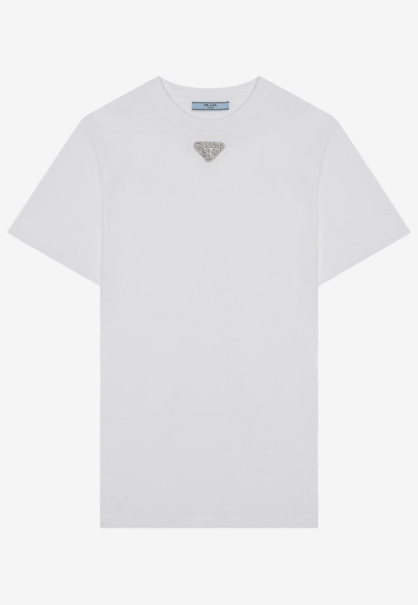 Prada Glass Triangle Logo T-shirt White 35838R16DV/Q_PRADA-F0009