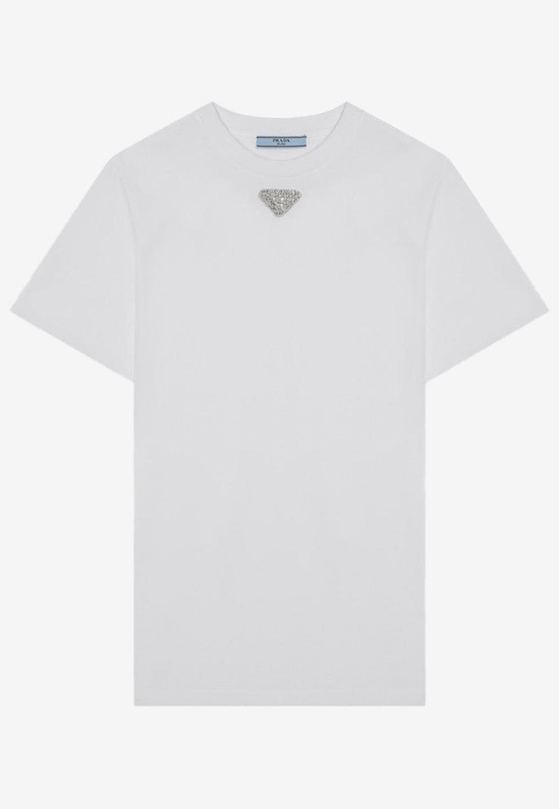 Prada Glass Triangle Logo T-shirt White 35838R16DV/Q_PRADA-F0009