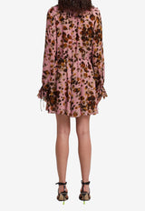 MSGM Leopard Print Ruffled Mini Dress Pink 3641MDA36247151PINK MULTI