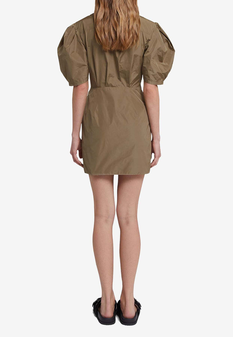 MSGM Taffetà Draped Mini Dress Khaki 3641MDA64247109KHAKI