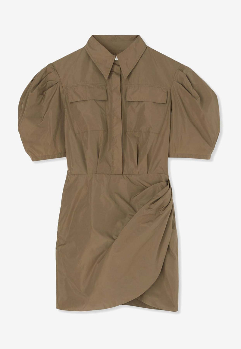 MSGM Taffetà Draped Mini Dress Khaki 3641MDA64247109KHAKI