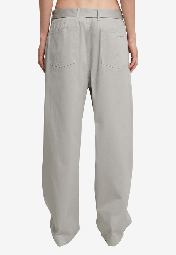 MSGM Wide-Leg Belted Pants Gray 3641MDP10X247105GREY