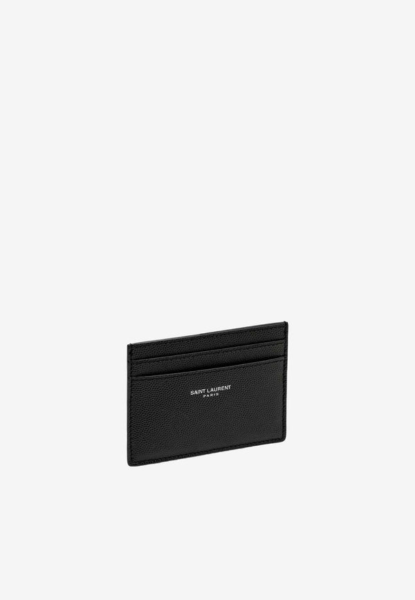 Saint Laurent Logo Signature Grained Leather Cardholder Black 375946BTY0N/P_YSL-1000