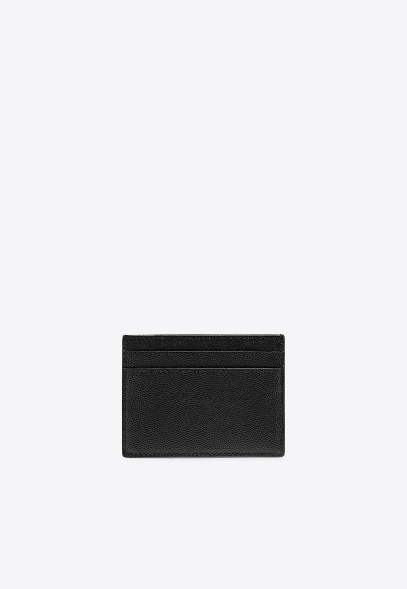 Saint Laurent Logo Stamp Grained Leather Cardholder Black 375946BTY0N/Q_YSL-1000