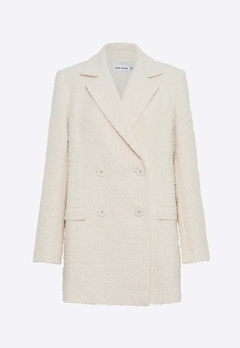 Anna Quan Alessandra Double-Breasted Tweed Blazer 388.PCLWHITE