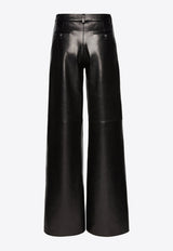 Magda Butrym Wide-Leg Tailored Leather Pants Black 389924BLACK