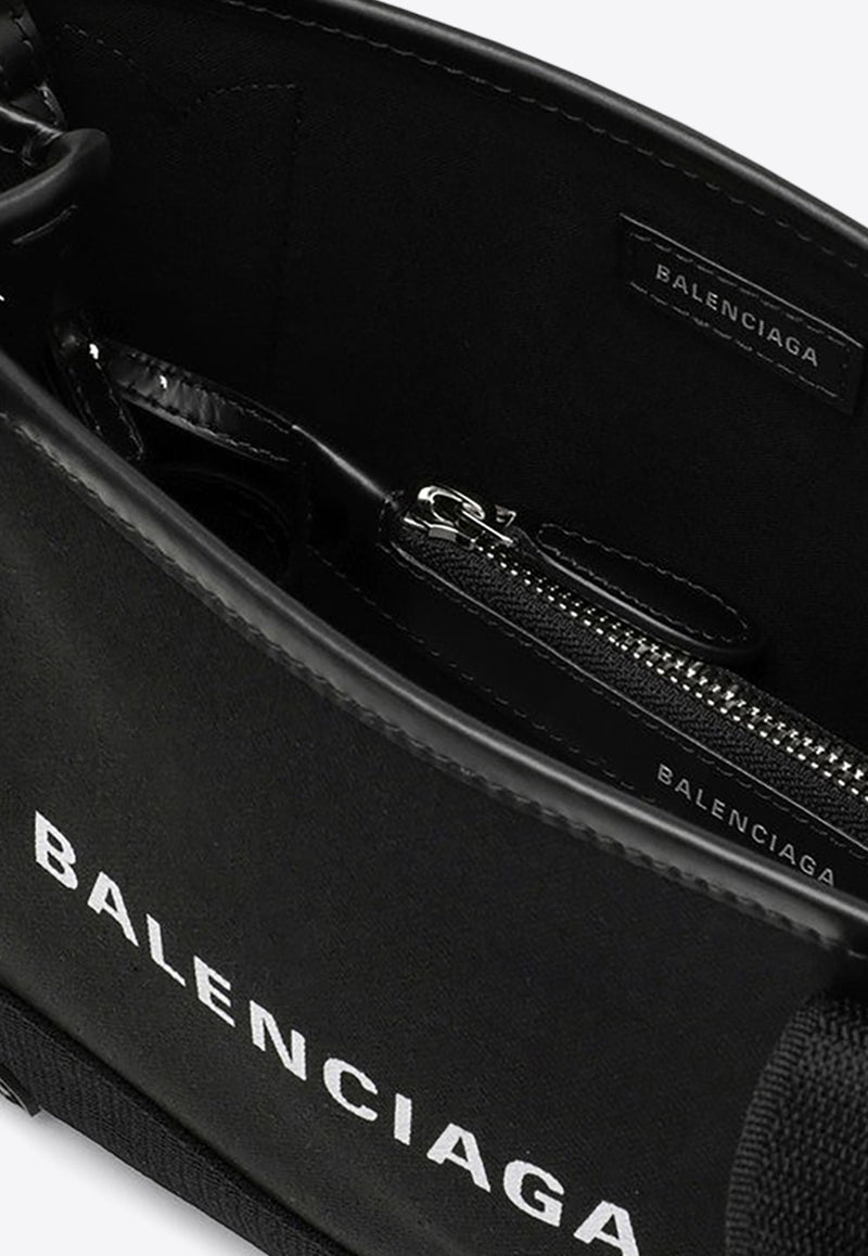 Balenciaga XS Cabas Logo Print Top Handle Bag Black 3903462HH3N/P_BALEN-1000