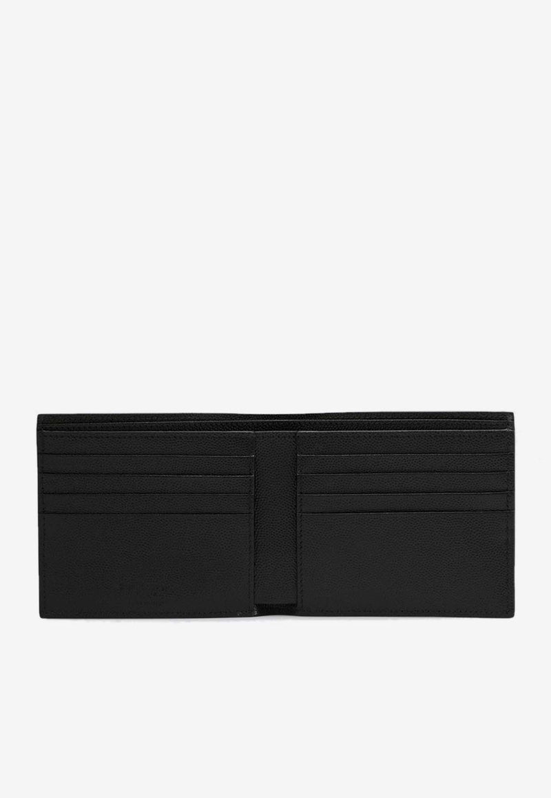 Saint Laurent Logo Signature Bi-Fold Leather Wallet Black 396307BTY0N/P_YSL-1000