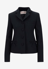 Valentino Single-Breasted Crepe Couture Blazer Navy 3B3CE3851CF 598