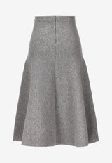 Valentino High-Waist Midi Flared Skirt Gray 3B3KG03U84P GR0