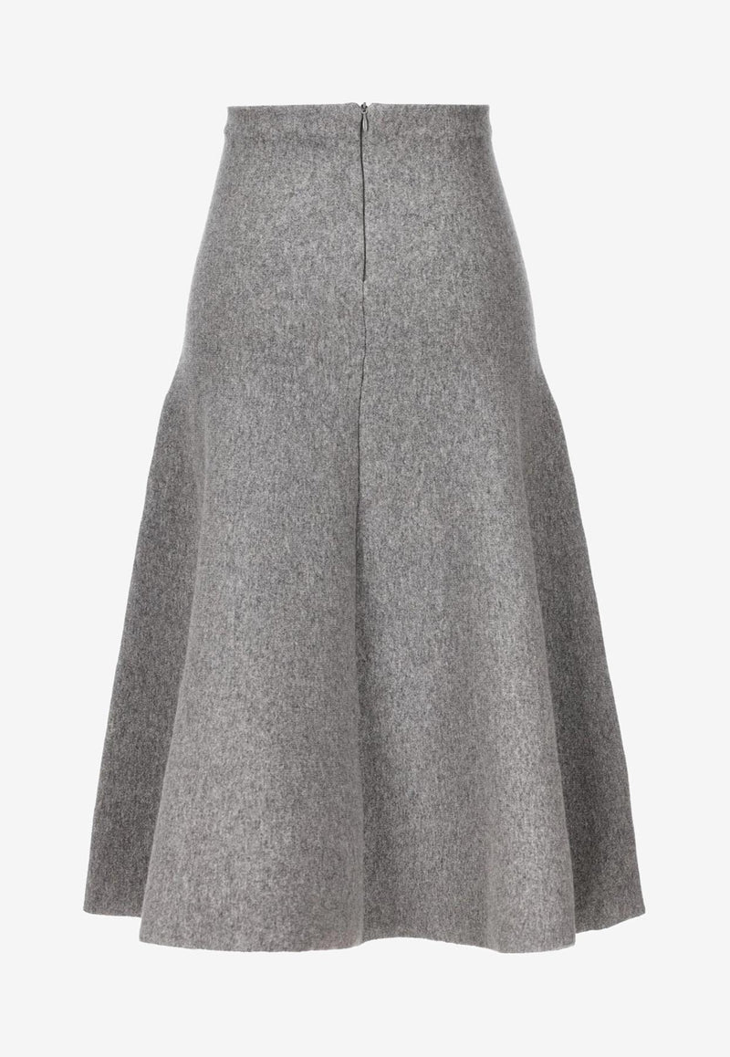 Valentino High-Waist Midi Flared Skirt Gray 3B3KG03U84P GR0