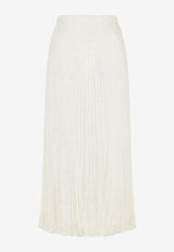 Valentino Iconographe Jacquard Pleated Midi Skirt Ivory 3B3RAA907TK A03