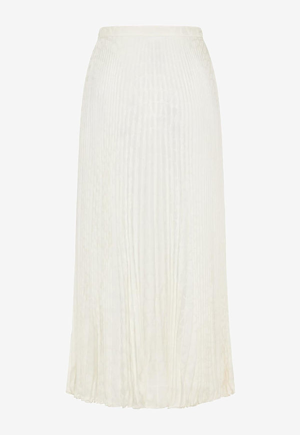 Valentino Iconographe Jacquard Pleated Midi Skirt Ivory 3B3RAA907TK A03