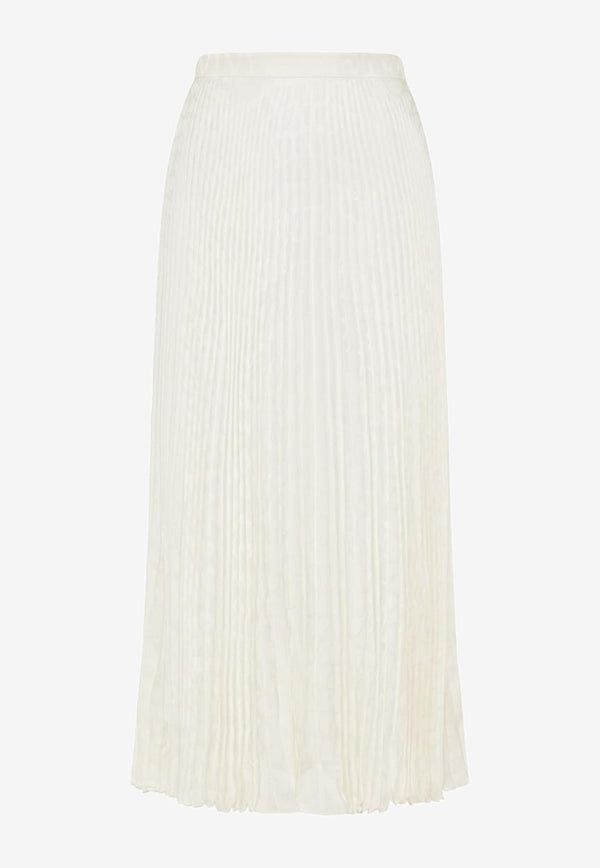 Valentino Iconographe Jacquard Pleated Midi Skirt Ivory 3B3RAA907TK A03