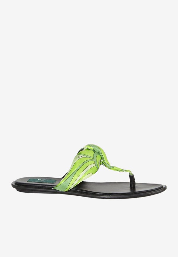 Pucci Flipucci Fiamme Print Sandals 3RCA25 3RX62 052 Green