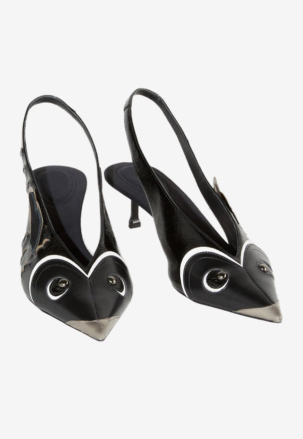 Pucci 55 Slingback Leather Pumps 3RCD40 3RX10 999 Black