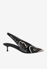 Pucci 55 Slingback Leather Pumps 3RCD40 3RX10 999 Black