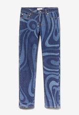 Pucci Marmo Print Slim-Leg Jeans 3RDT01 3R998 A82 Blue