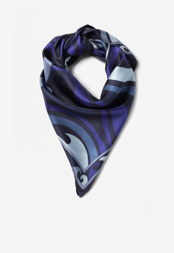 Pucci Large Marmo Print Silk Scarf 3RGB75 3RC43 1 Blue