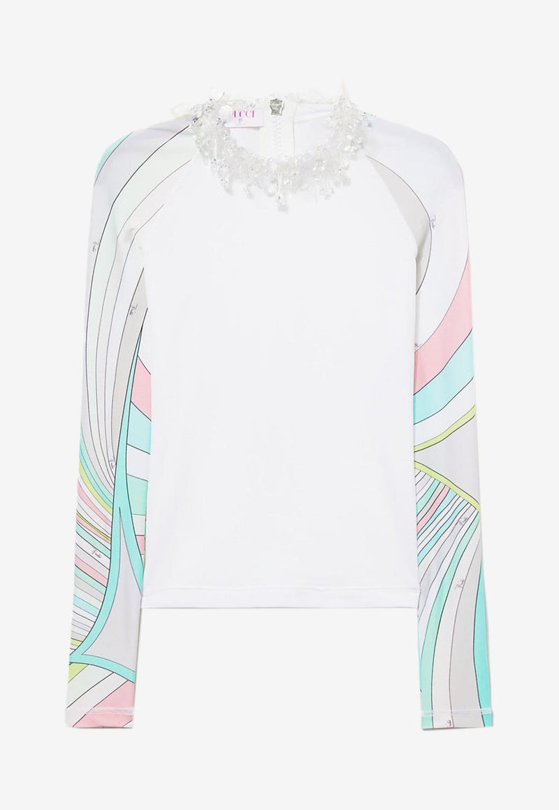 Pucci Fiamme Print Long-Sleeved Top 3RJM42 3R643 100 White